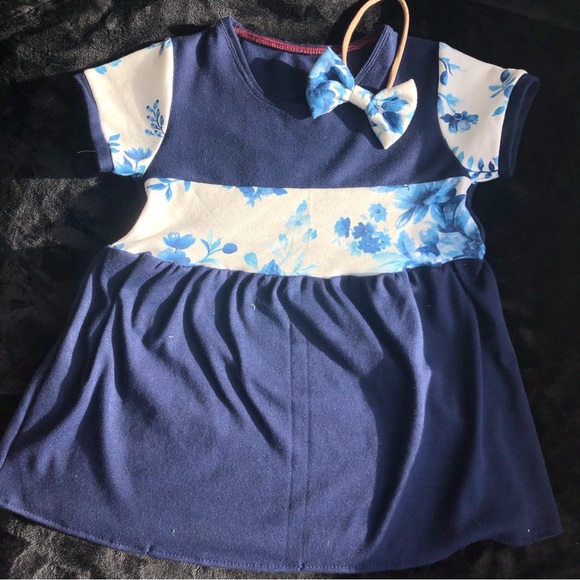 Handmade Toddler Dress & Matching Bow - Picture 1 of 2